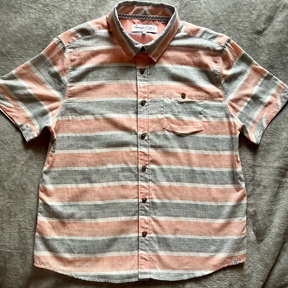 SOVEREIGN CODE LOS ANGELES Youth Short Sleeve Button Down - Orange & Gra…